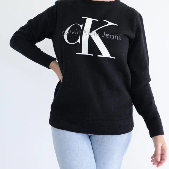 Calvin Klein Jeans Black 60% Cotton Crewneck Sweater Size XS - Picture 1 of 14